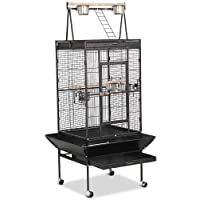 Yaheetech Jaula para Pájaros Jaulas Grandes para Canarios Loros Jaula Metal Grande 80 x 76 x 172 cm Negro